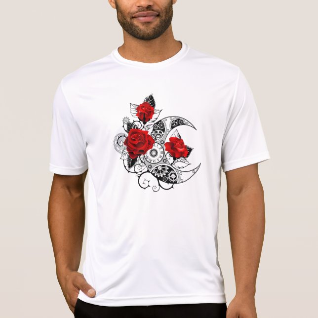 Mechanical Crescent with Red Roses T-Shirt (Front)