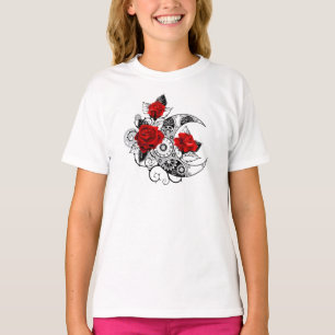 Mechanical Crescent with Red Roses T-Shirt