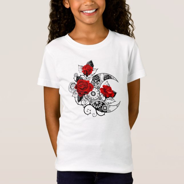 Mechanical Crescent with Red Roses T-Shirt (Front)