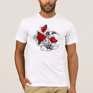 Mechanical Crescent with Red Roses T-Shirt