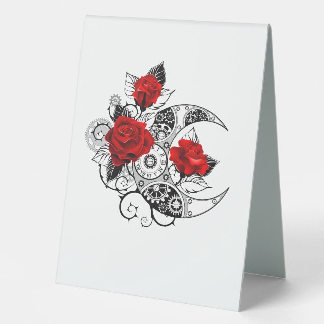 Mechanical Crescent with Red Roses Table Tent (Front)