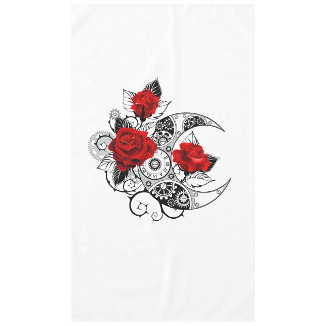 Mechanical Crescent with Red Roses Tablecloth (Front)