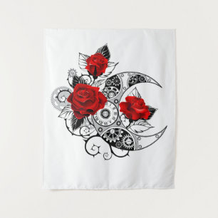 Mechanical Crescent with Red Roses Tapestry