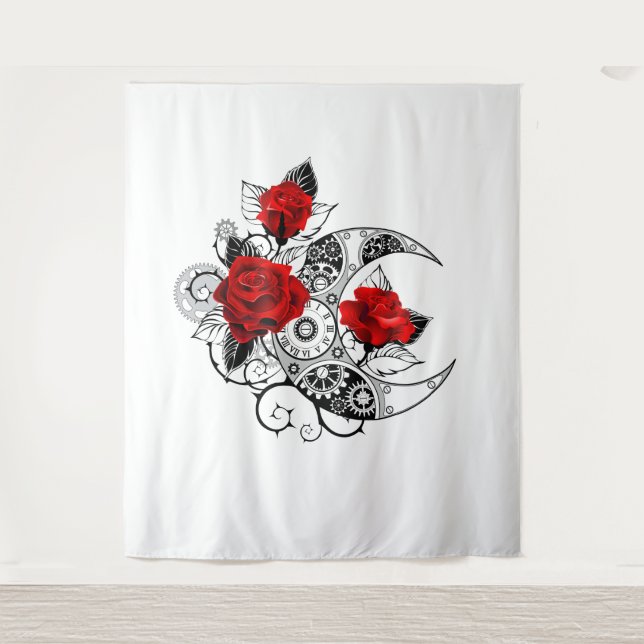 Mechanical Crescent with Red Roses Tapestry (Front)