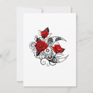 Mechanical Crescent with Red Roses Thank You Card