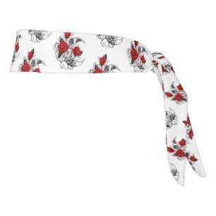 Mechanical Crescent with Red Roses Tie Headband