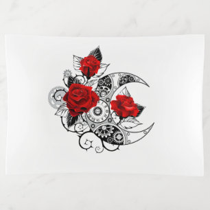 Mechanical Crescent with Red Roses Trinket Tray