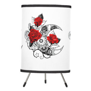 Mechanical Crescent with Red Roses Tripod Lamp