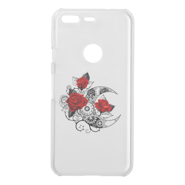Mechanical Crescent with Red Roses Uncommon Google Pixel Case (Back)