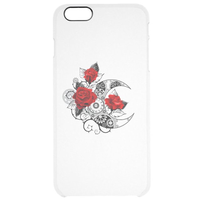 Mechanical Crescent with Red Roses Uncommon iPhone Case (Back)
