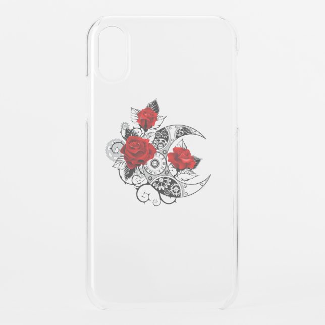 Mechanical Crescent with Red Roses Uncommon iPhone Case (Back)