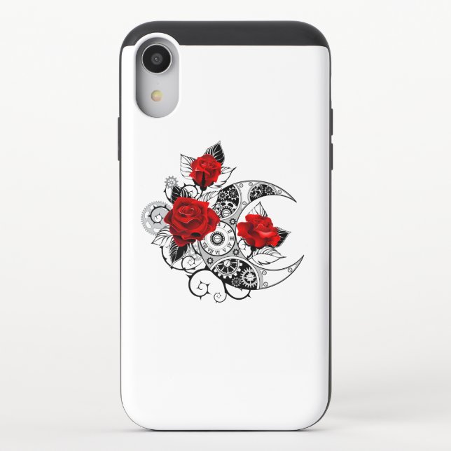 Mechanical Crescent with Red Roses Uncommon iPhone Case (Back)