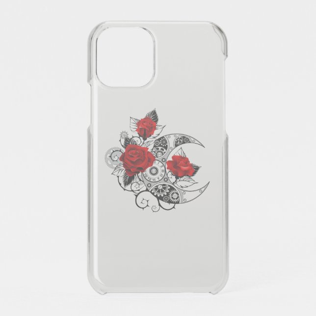 Mechanical Crescent with Red Roses Uncommon iPhone Case (Back)