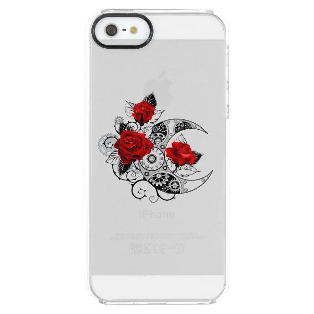 Mechanical Crescent with Red Roses Uncommon iPhone Case (Back)
