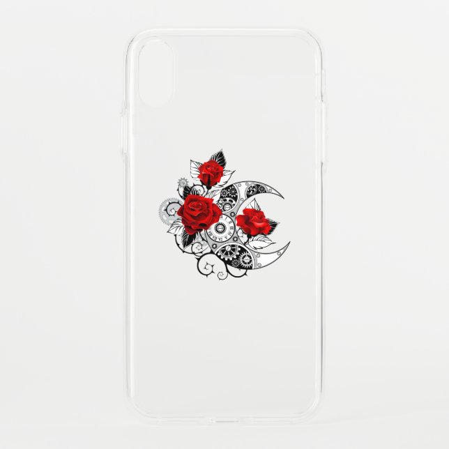 Mechanical Crescent with Red Roses Uncommon iPhone Case (Back)