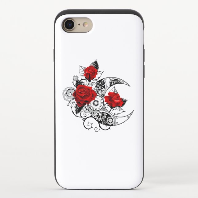 Mechanical Crescent with Red Roses Uncommon iPhone Case (Back)