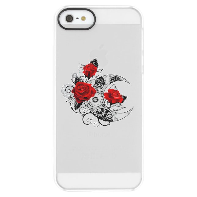 Mechanical Crescent with Red Roses Uncommon iPhone Case (Back)
