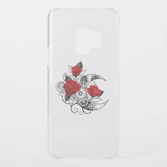 Mechanical Crescent with Red Roses Uncommon Samsung Galaxy Case (Back)