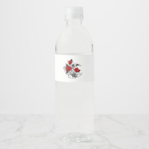 Mechanical Crescent with Red Roses Water Bottle Label