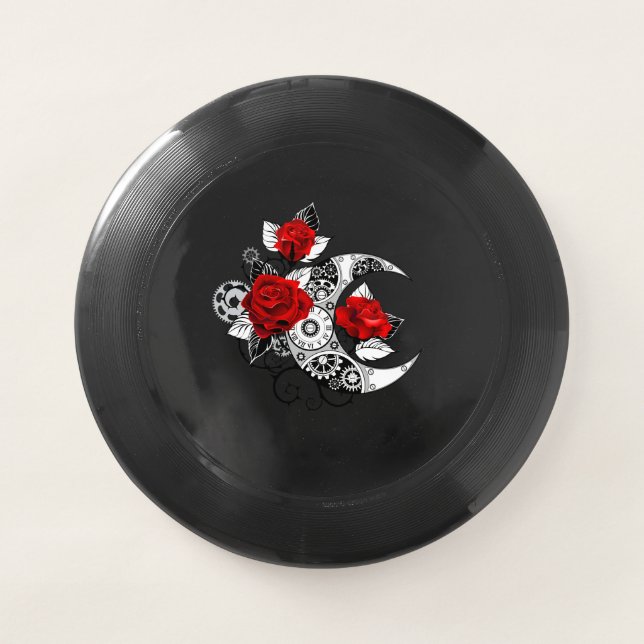 Mechanical Crescent with Red Roses Wham-O Frisbee (Front)