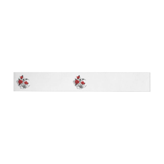 Mechanical Crescent with Red Roses Wrap Around Address Label (Individual)