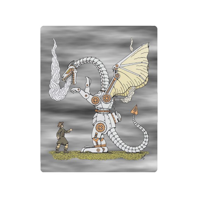 Mechanical Dragon Metal Print (Front)