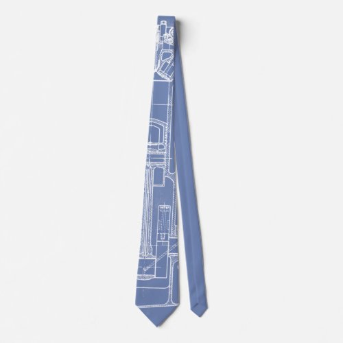 MECHANICAL DRAWING VINTAGE BLUEPRINT WHITE CUSTOM NECK TIE