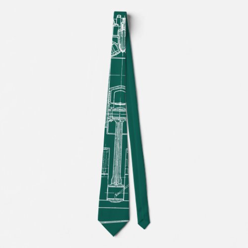 MECHANICAL DRAWING VINTAGE BLUEPRINT WHITE CUSTOM NECK TIE