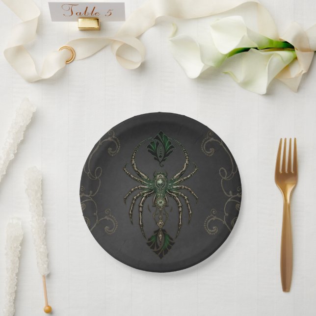 Mechanical elegance, the spider in the dark. paper plates (Wedding)