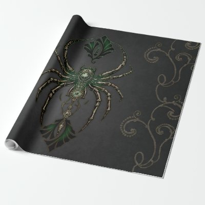 Mechanical elegance, the spider in the dark. wrapping paper