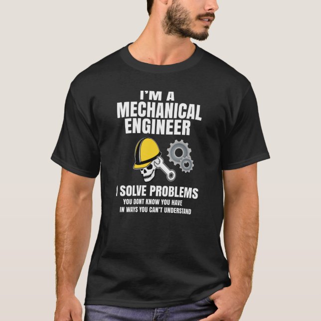 Mechanical Engineer Black And White T-Shirt (Front)