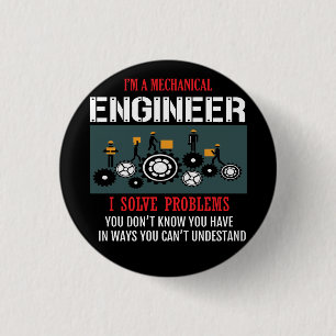 Mechanical Engineer Black And White T-Shirt Trucke Button
