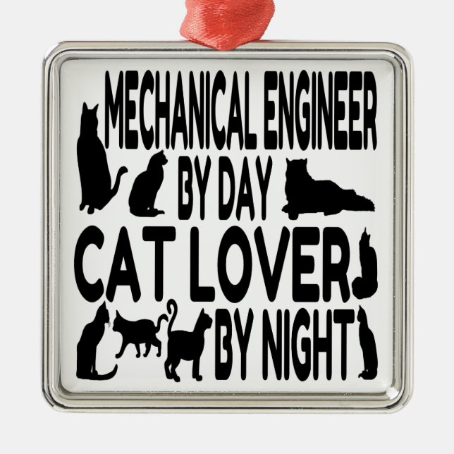 Mechanical Engineer Cat Lover Metal Ornament (Front)