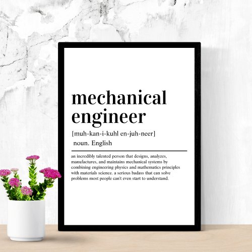 Mechanical Engineer Definition Funny Engineering Poster