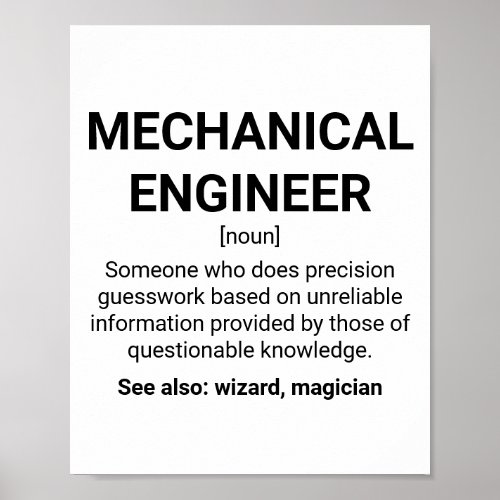 Mechanical engineer definition humor poster