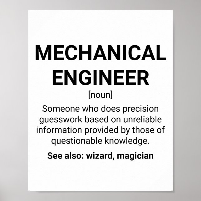 Mechanical engineer definition humor poster (Front)
