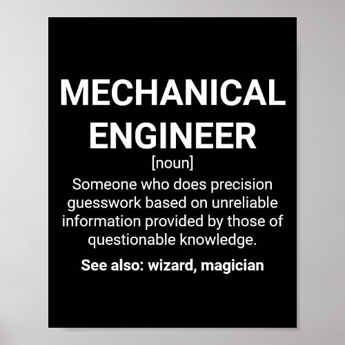 Mechanical Engineer Definition Meaning Poster