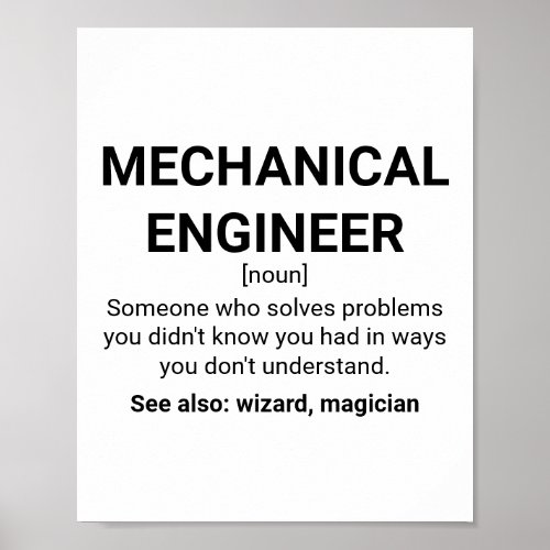 Mechanical Engineer Definition Noun Poster