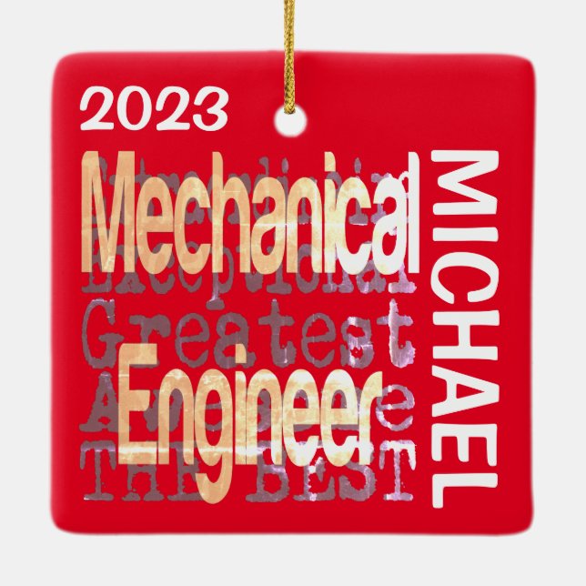 Mechanical Engineer Extraordinaire CUSTOM Ceramic Ornament (Back)