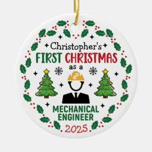 Mechanical Engineer First Christmas Personalized Ceramic Ornament