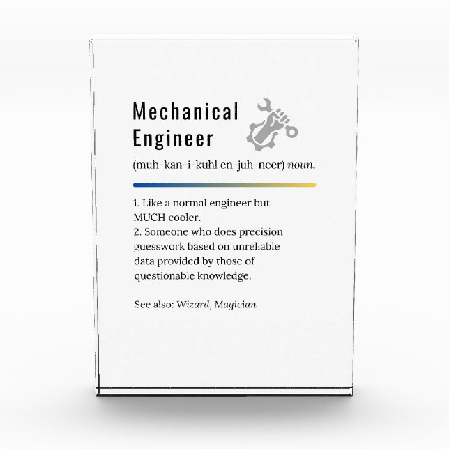 Mechanical Engineer Funny Definition Acrylic Award (Front)