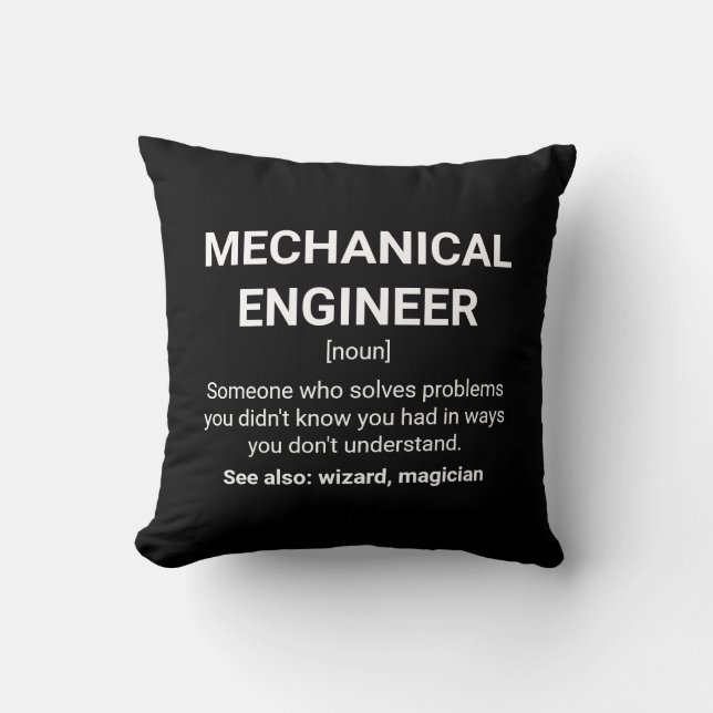 Mechanical Engineer Funny Definition Throw Pillow (Front)