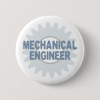 Mechanical Engineer Gear Blue Gray Button