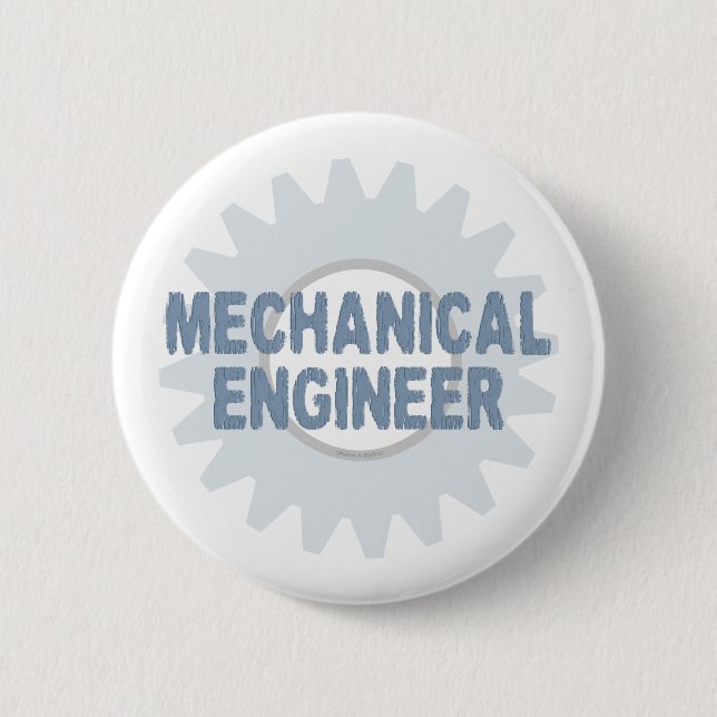 Mechanical Engineer Gear Blue Gray Button (Front)