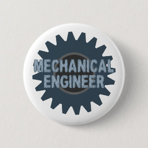 Mechanical Engineer Gear Blue Gray Button