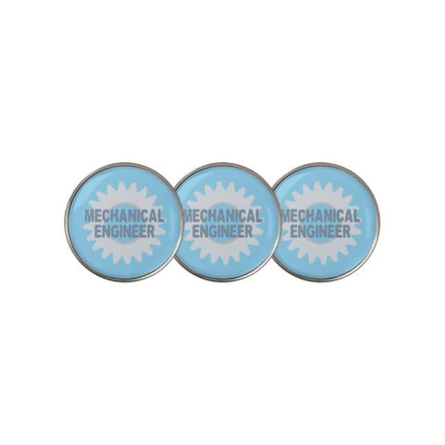 Mechanical Engineer Gear Blue Gray Golf Ball Marker (3 Up)