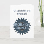 Mechanical Engineer Gear Blue Gray Graduation Card