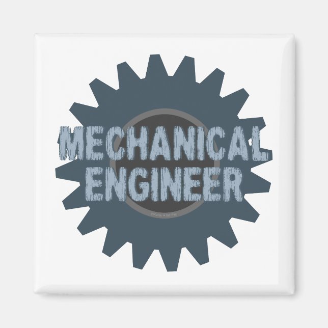 Mechanical Engineer Gear Blue Gray Magnet (Front)