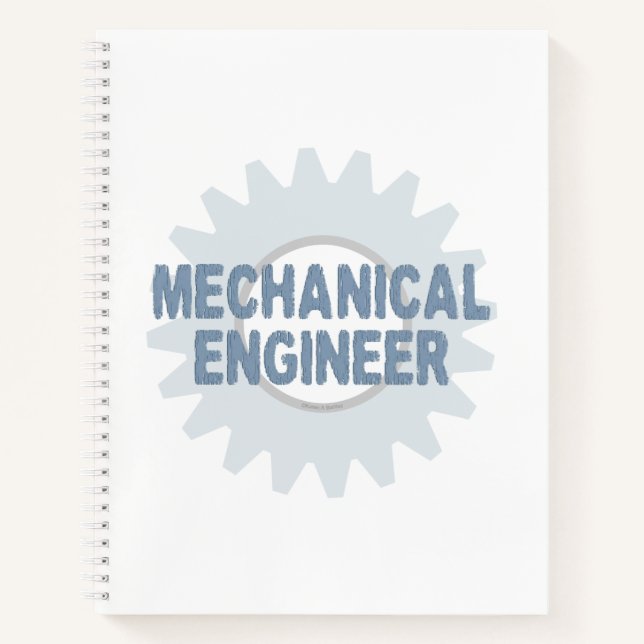 Mechanical Engineer Gear Blue Gray Notebook (Front)