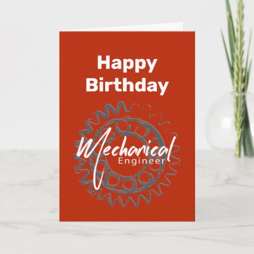 Mechanical Engineer Gear Sketch Birthday Card